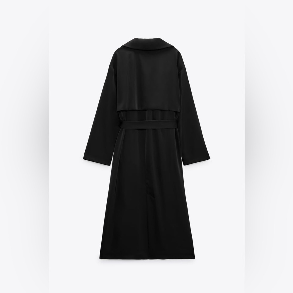 ZARA LONG SATIN TRENCH COAT - Picture 7 of 9